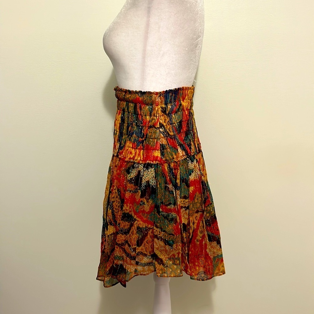 A.L.C. Luna Printed Elastic Waist Silk Mini Skirt Metallic Multi New Size 0 - Picture 5 of 9